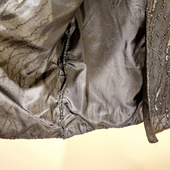 J.M.C Women's Vintage Black Sequins Beaded Long Sleeves Silk Evening Cardigan PS - Picture 6 of 12